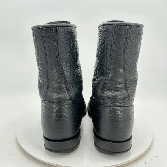 Justin 522 Bullhide Men 10 B Pebbled Black Leather Tassel Western Lacer Boot main image 6